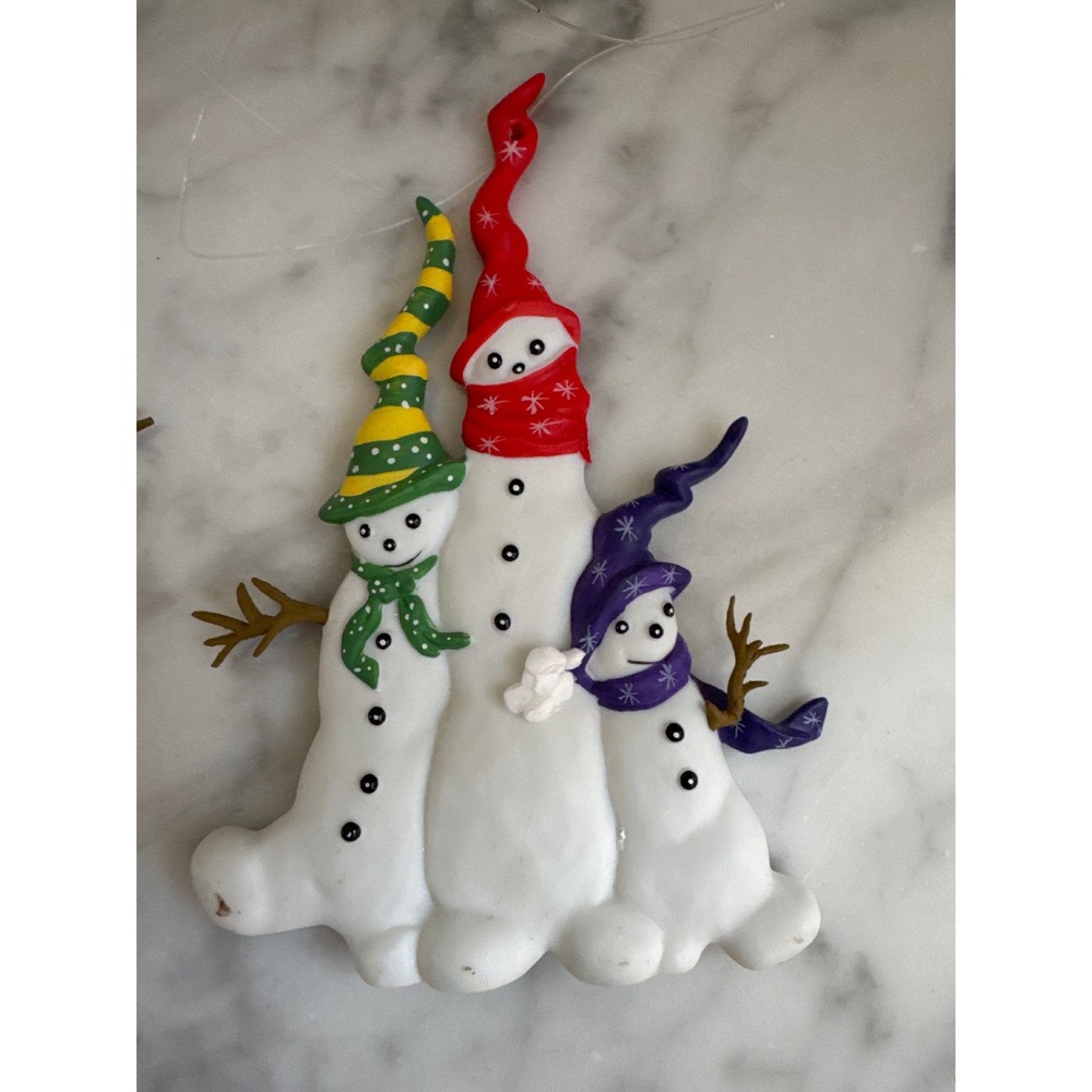 Dept 56 Vintage Snowman Christmas Ornaments Set of 2 Hand Painted 1994 KB94 - Picture 3 of 9
